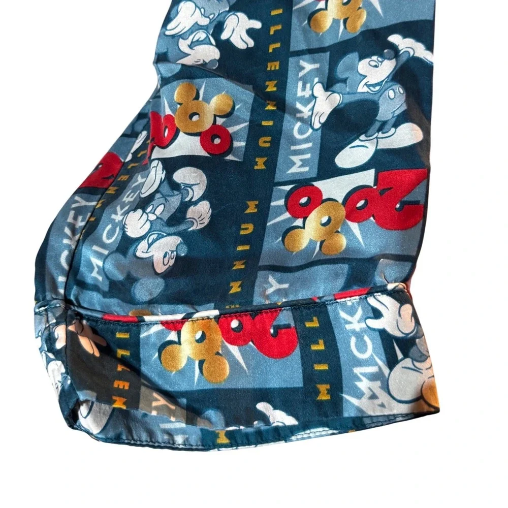Vintage Y2K Mickey & Co Millennium 2000 100% Silk Pajama Top Shirt Large - Picture 7 of 8